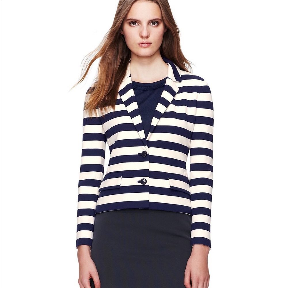 Tory Burch Augusta Striped Knit Cropped Blazer